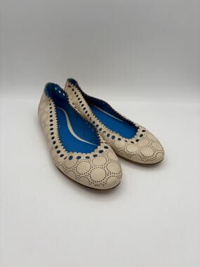 Diane Von Furstenberg Sample Scalloped Cream Ballet Flat Shoes Size 6 / 36